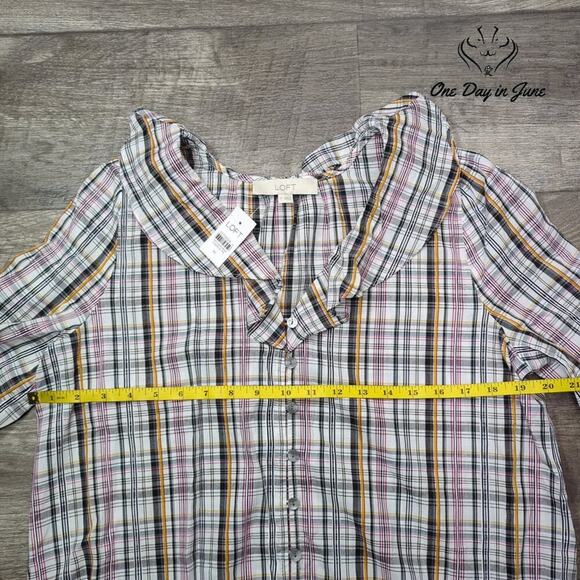 Loft Long Sleeve Button Down Top Size 14 - Picture 3 of 5